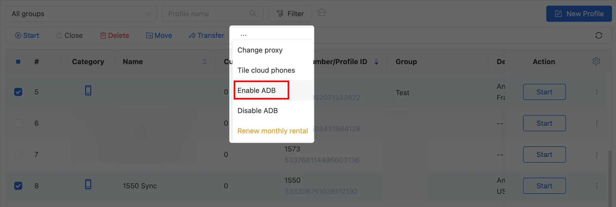 Enable ADB for Multiple Profiles